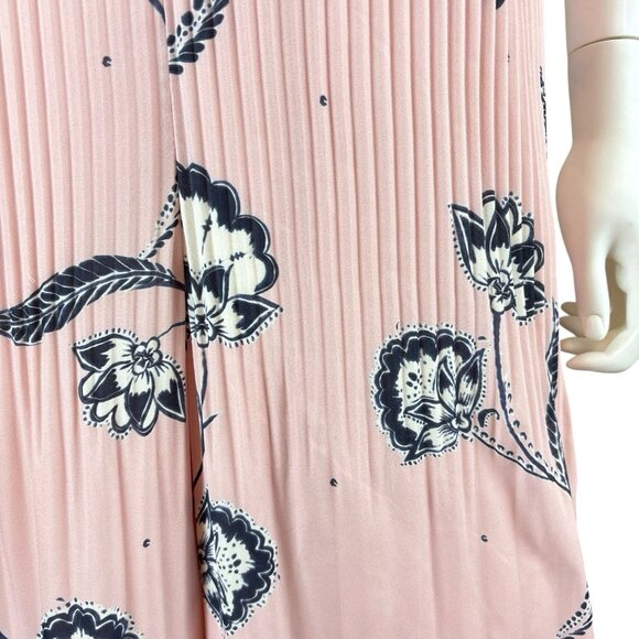 Whistles Pleated Floral Ruffle Wide Leg Cocktail Jumpsuit Pink Blue Size US 4 - Picture 7 of 10